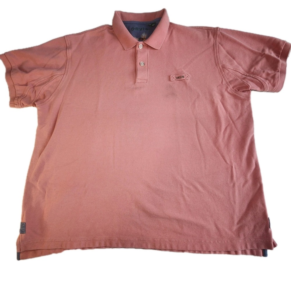 ORVIS Polo Shirt Mens XXL Orange Pink Salmon Fly Fishing Outdoor